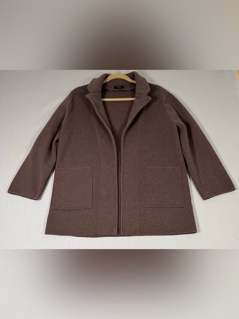 Quince 100% Organic Cotton Knit Blazer Heather Brown Size L